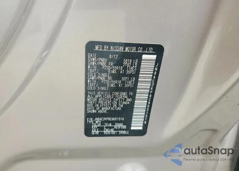 2012 Nissan Quest S z USA, uszkodzony, nr VIN JN8AE2KP8C9051519